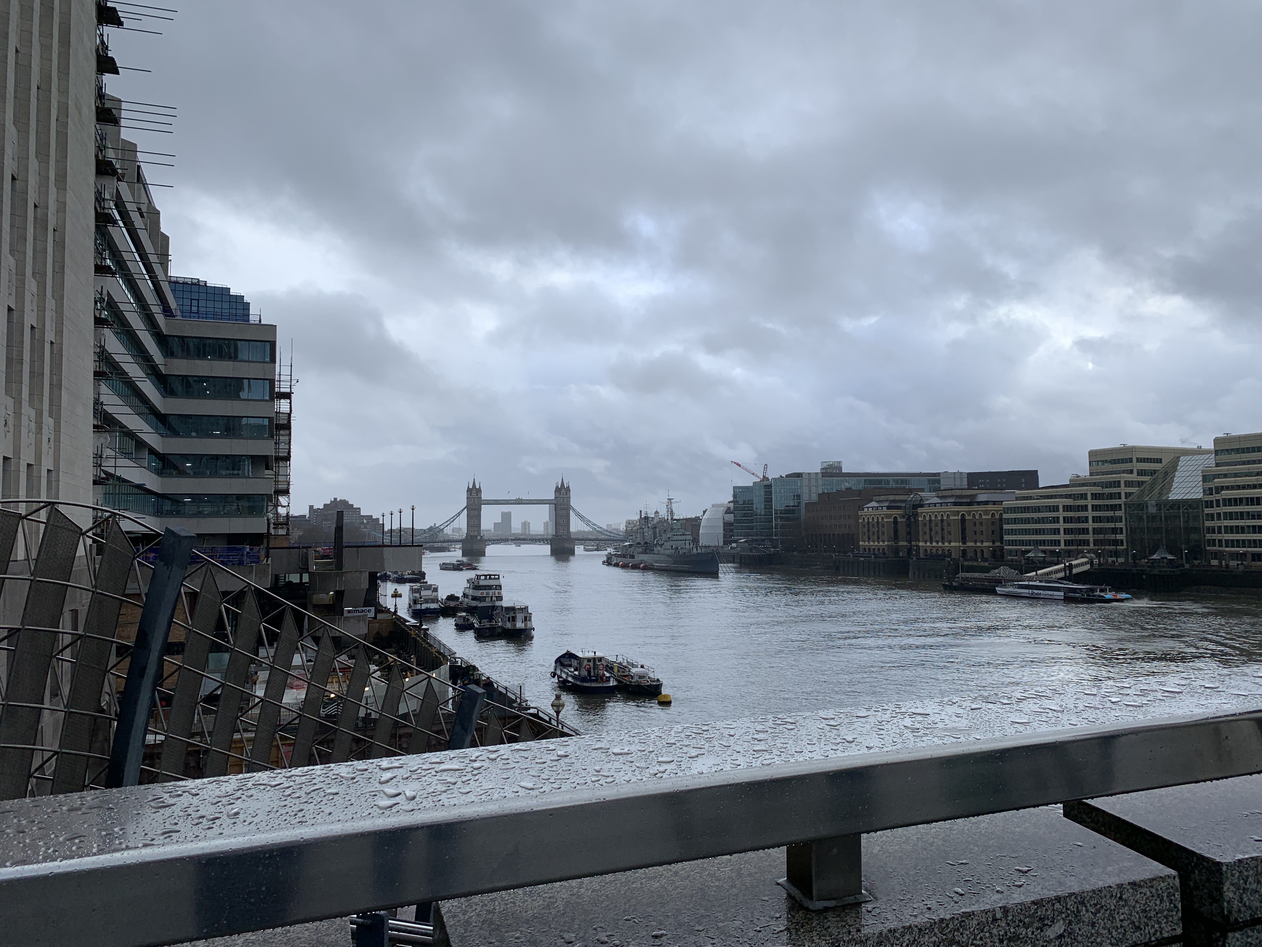 A distant view of the Tower Bridge from the London Bridge